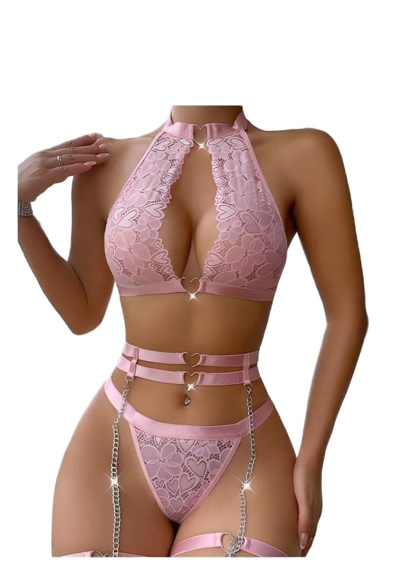 Plunge Bra Push Up - Seksowny Komplet Bielizny Koronkowej Push Up